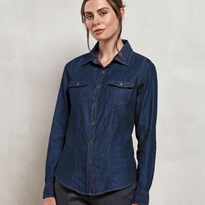 Premier Ladies Jeans Stitch Denim Shirt Thumbnail